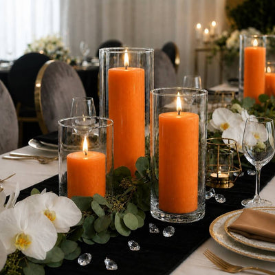 Richland Pillar Candles & Cylinder Vases Set of 3 - Orange - thumbnail number 5