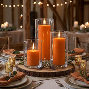Richland Pillar Candles & Cylinder Vases Set of 3 - Orange - thumbnail number 6