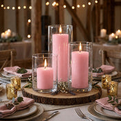 Richland Pillar Candles & Cylinder Vases Set of 3 - Pink - thumbnail number 3