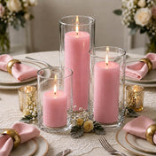 Richland Pillar Candles & Cylinder Vases Set of 3 - Pink - thumbnail number 4