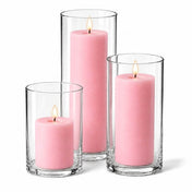 Richland Pillar Candles & Cylinder Vases Set of 3 - Pink - thumbnail number 2
