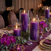 Richland Pillar Candles & Cylinder Vases Set of 3 - Purple - thumbnail number 6
