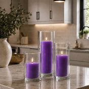 Richland Pillar Candles & Cylinder Vases Set of 3 - Purple - thumbnail number 8