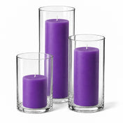 Richland Pillar Candles & Cylinder Vases Set of 3 - Purple - thumbnail number 1