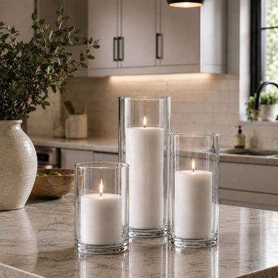 Richland Pillar Candles & Cylinder Vases Set of 12 - White - thumbnail number 7