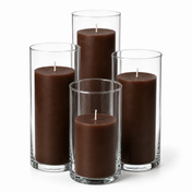 Richland Slim Pillar Candles & Cylinder Vases Set of 8 - Brown - thumbnail number 1