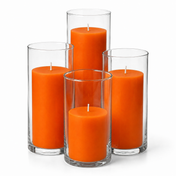 Richland Slim Pillar Candles & Cylinder Vases Set of 8 - Orange - thumbnail number 1