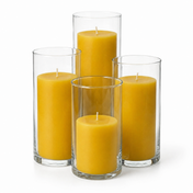 Richland Slim Pillar Candles & Cylinder Vases Set of 8 - Yellow - thumbnail number 1