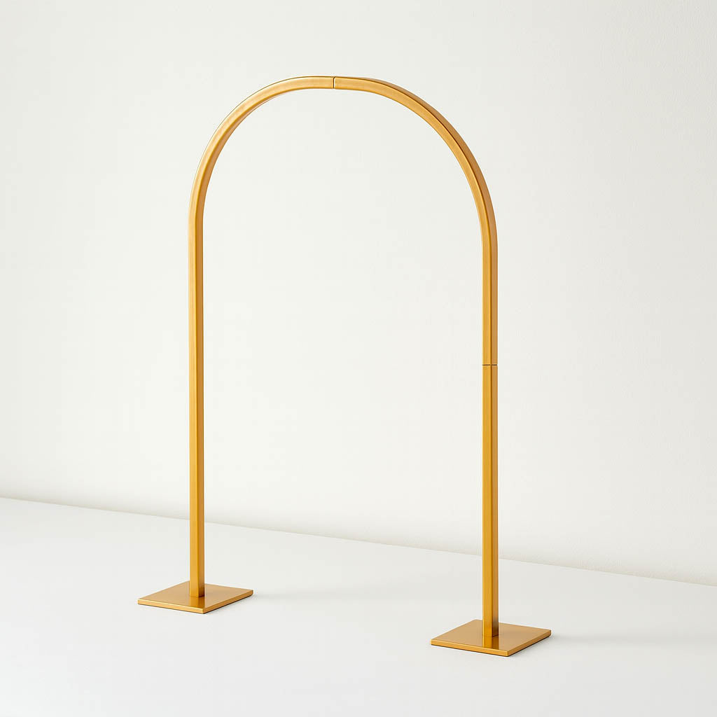 23" Gold Metal Wedding Cake Chiara Arch Centerpiece – Rounded Top Flower Stand Frame with Detachable Base