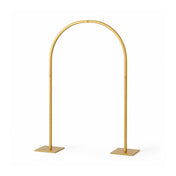 23" Gold Metal Wedding Cake Chiara Arch Centerpiece – Rounded Top Flower Stand Frame with Detachable Base - thumbnail number 1