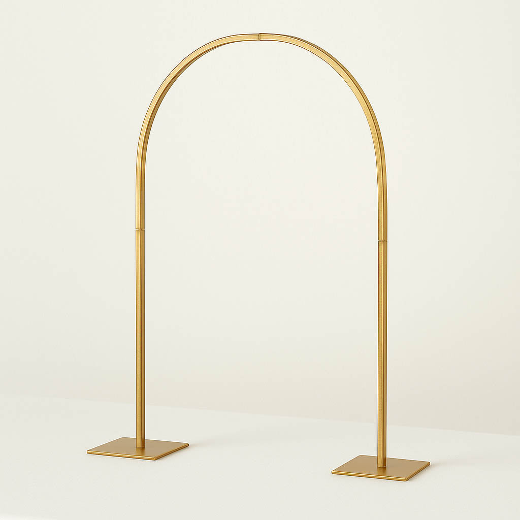 35" Gold Metal Wedding Cake Chiara Arch Centerpiece – Rounded Top Flower Stand Frame with Detachable Base