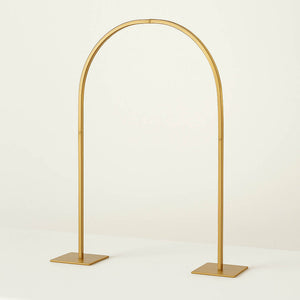 35" Gold Metal Wedding Cake Chiara Arch Centerpiece – Rounded Top Flower Stand Frame with Detachable Base