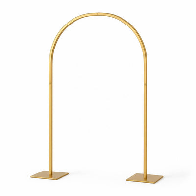 35" Gold Metal Wedding Cake Chiara Arch Centerpiece – Rounded Top Flower Stand Frame with Detachable Base - thumbnail number 1