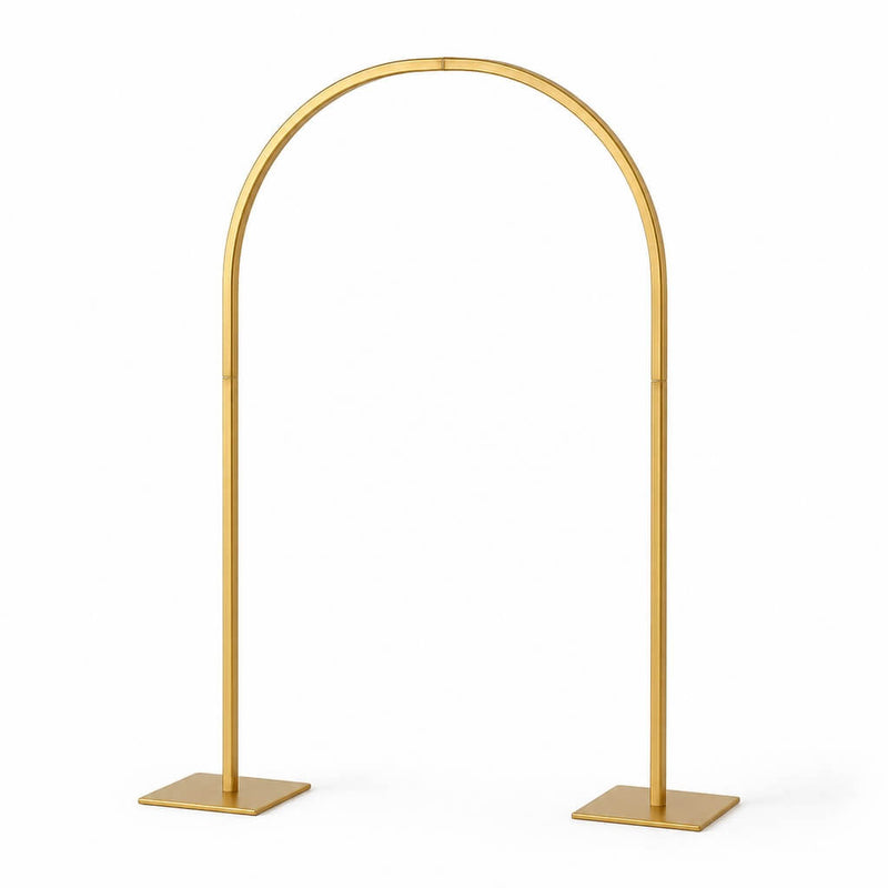 35" Gold Metal Wedding Cake Chiara Arch Centerpiece – Rounded Top Flower Stand Frame with Detachable Base - thumbnail number 1