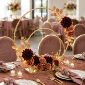 Double Hoop Gold Metal Centerpiece 24" & 16" – Wedding Flower Stand for Table and Event Décor - thumbnail number 3