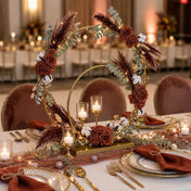 Double Hoop Gold Metal Centerpiece 24" & 16" – Wedding Flower Stand for Table and Event Décor - thumbnail number 5