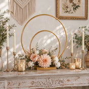 Double Hoop Gold Metal Centerpiece 24" & 16" – Wedding Flower Stand for Table and Event Décor - thumbnail number 9