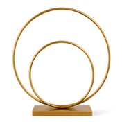 Double Hoop Gold Metal Centerpiece 24" & 16" – Wedding Flower Stand for Table and Event Décor - thumbnail number 1