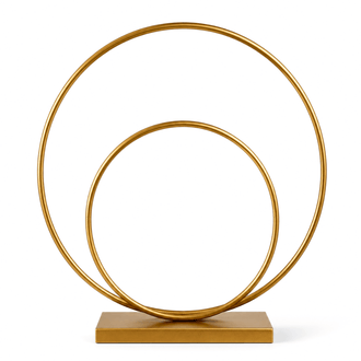 Double Hoop Gold Metal Centerpiece 24" & 16" – Wedding Flower Stand for Table and Event Décor