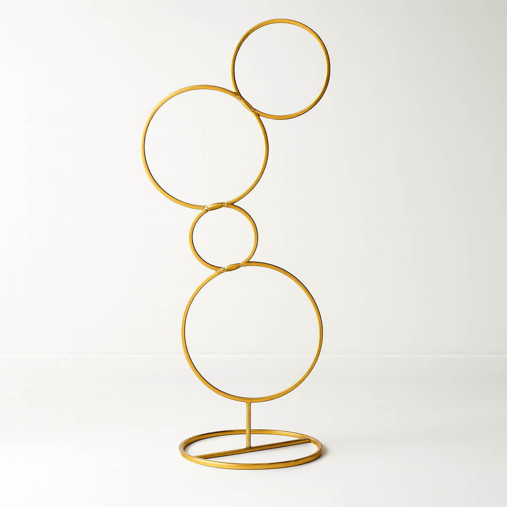 3ft Gold Metal 4-Tier Hoop Pillar Stand – Wedding Wreath Arch and Table Centerpiece