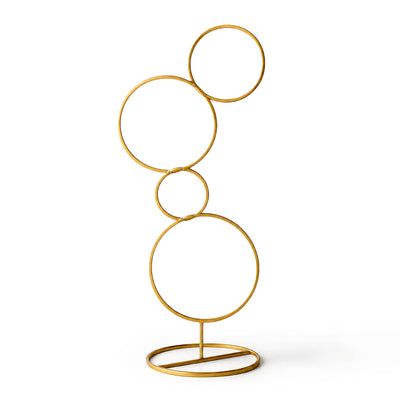 Blank 3ft gold metal 4-tier hoop pillar stand on a white background - thumbnail number 1