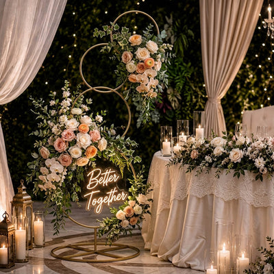 5ft Gold Hoop Pillar Flower Stand – 4-Tier Metal Wreath Arch Wedding Table Centerpiece - thumbnail number 3