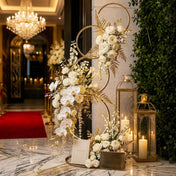 5ft Gold Hoop Pillar Flower Stand – 4-Tier Metal Wreath Arch Wedding Table Centerpiece - thumbnail number 4