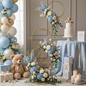 5ft Gold Hoop Pillar Flower Stand – 4-Tier Metal Wreath Arch Wedding Table Centerpiece - thumbnail number 5