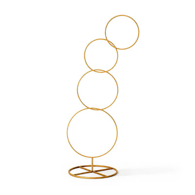 5ft Gold Hoop Pillar Flower Stand – 4-Tier Metal Wreath Arch Wedding Table Centerpiece