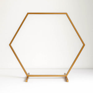 Geometric Gold Hexagon Table Arch 21" – Metal Self-Standing Wedding Flower Balloon Frame
