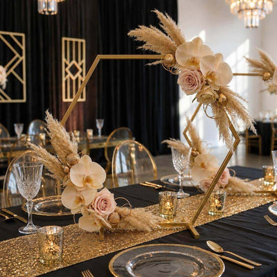 Geometric Gold Hexagon Table Arch 21" – Metal Self-Standing Wedding Flower Balloon Frame - thumbnail number 4