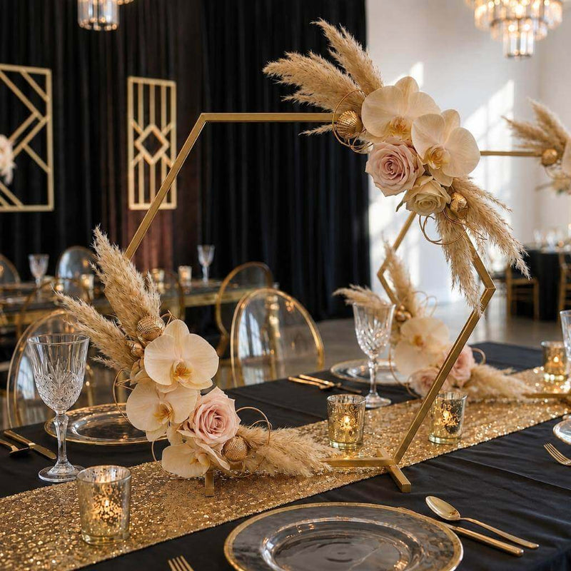 Geometric Gold Hexagon Table Arch 21" – Metal Self-Standing Wedding Flower Balloon Frame - thumbnail number 4