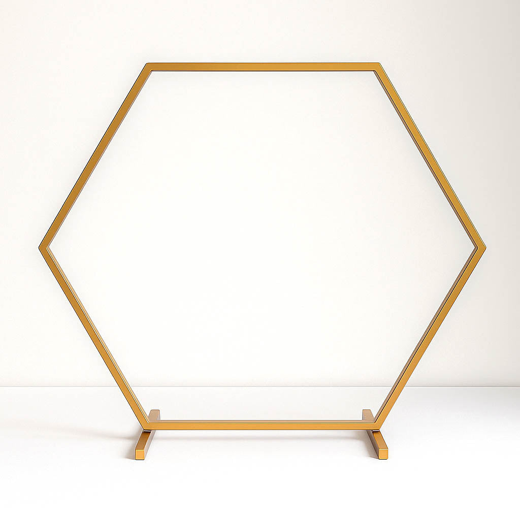 Geometric Gold Hexagon Table Arch 24" – Metal Self-Standing Wedding Flower Balloon Frame