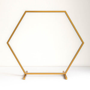 Geometric Gold Hexagon Table Arch 24" – Metal Self-Standing Wedding Flower Balloon Frame