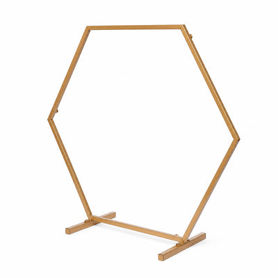 Geometric Gold Hexagon Table Arch 24" – Metal Self-Standing Wedding Flower Balloon Frame - thumbnail number 2