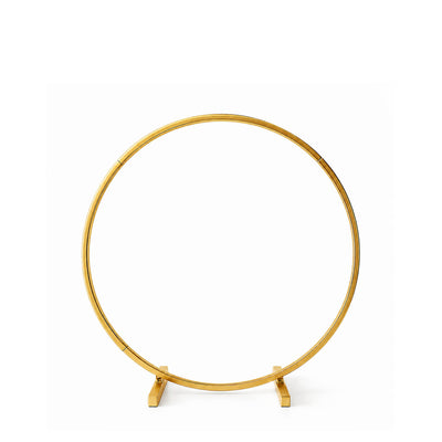 Gold Metal Hoop Wreath Centerpiece 24" – Round Arch Table Display for Weddings and Events - thumbnail number 1