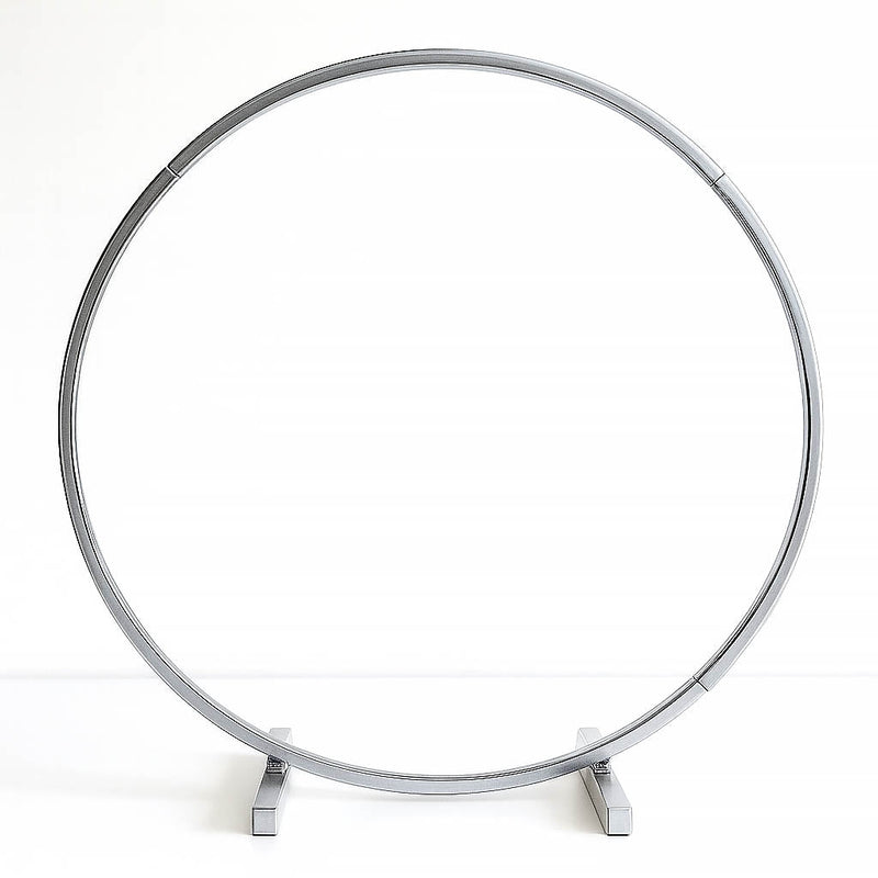 Silver Metal Hoop Wreath Centerpiece 24" – Round Arch Table Display for Weddings and Events - thumbnail number 1
