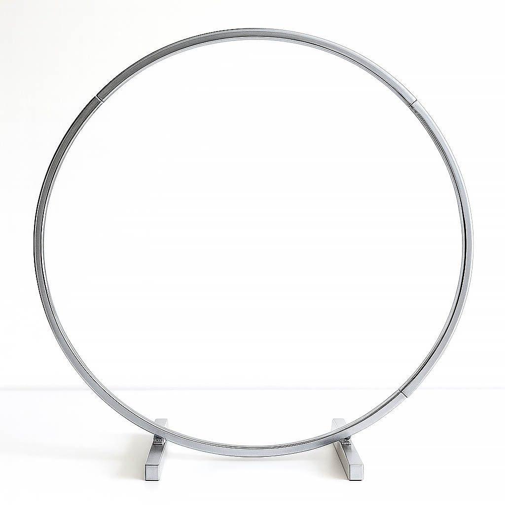Silver Metal Hoop Wreath Centerpiece 24" – Round Arch Table Display for Weddings and Events