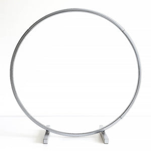 Silver Metal Hoop Wreath Centerpiece 24" – Round Arch Table Display for Weddings and Events