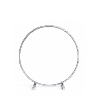 Silver Metal Hoop Wreath Centerpiece 24" – Round Arch Table Display for Weddings and Events - thumbnail number 1
