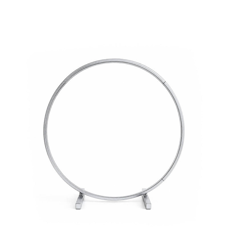 Silver Metal Hoop Wreath Centerpiece 24" – Round Arch Table Display for Weddings and Events - thumbnail number 1