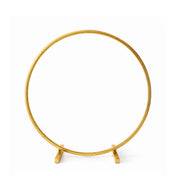 28" Gold Round Hoop Wedding Centerpiece – Metal Self-Standing Floral Wreath Frame - thumbnail number 1