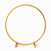 32" Gold Round Hoop Wedding Centerpiece – Metal Self-Standing Floral Wreath Frame - thumbnail number 1
