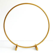 36" Gold Round Hoop Wedding Centerpiece – Metal Self-Standing Floral Wreath Frame - thumbnail number 1