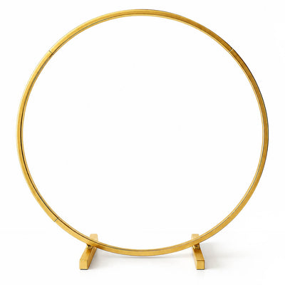 36 inch gold round hoop wedding centerpiece metal self-standing frame - thumbnail number 1