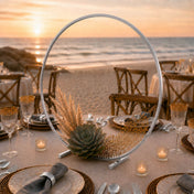 Silver Metal Hoop Wreath Centerpiece 24" – Round Arch Table Display for Weddings and Events - thumbnail number 6