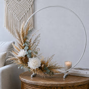 Silver Metal Hoop Wreath Centerpiece 24" – Round Arch Table Display for Weddings and Events - thumbnail number 9
