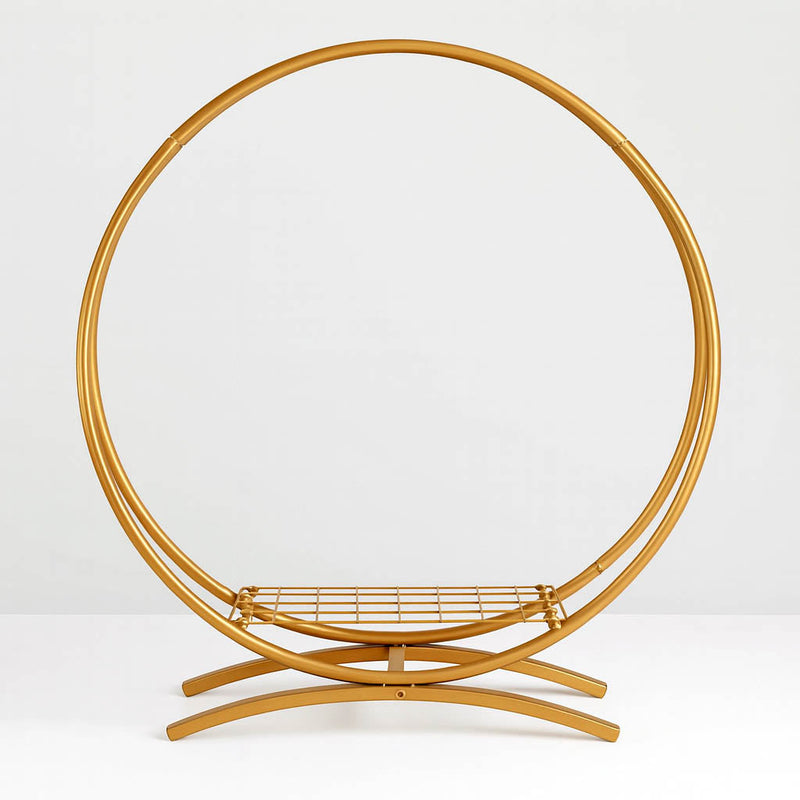 Double Frame Metal Hoop Centerpiece 24" Gold – Wedding Flower Stand for Cake Table Décor - thumbnail number 1