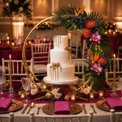 Double Frame Metal Hoop Centerpiece 24" Gold – Wedding Flower Stand for Cake Table Décor - thumbnail number 5