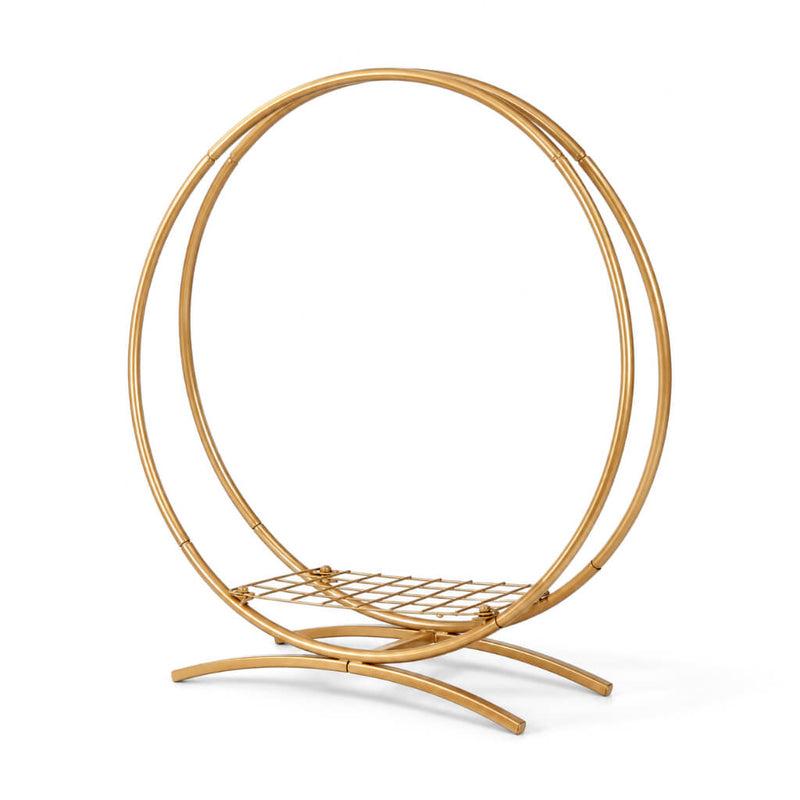 Double Frame Metal Hoop Centerpiece 24" Gold – Wedding Flower Stand for Cake Table Décor - thumbnail number 2